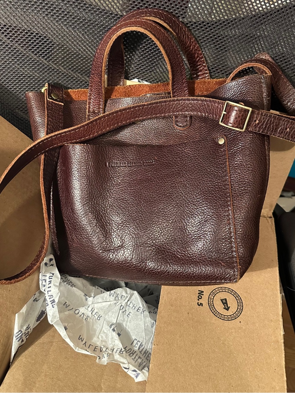 Mini Crossbody Tote - ColdBrew Brown Leather Portland Leather Goods - Picture 4 of 14